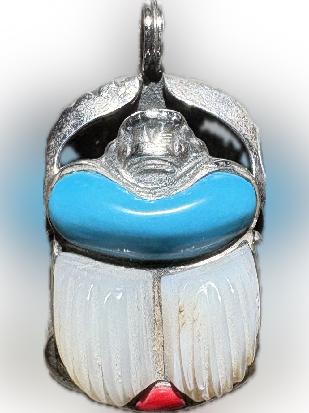 Large Sterling and semi precious stone Egyptian Scarab. She’s GORGEOUS☀️ - Picture 4 of 7